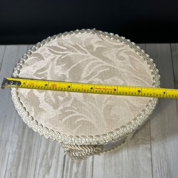Vintage Victorian Floral Fabric and Lace Covered Trinket Storage Box Round - Picture 9 of 9
